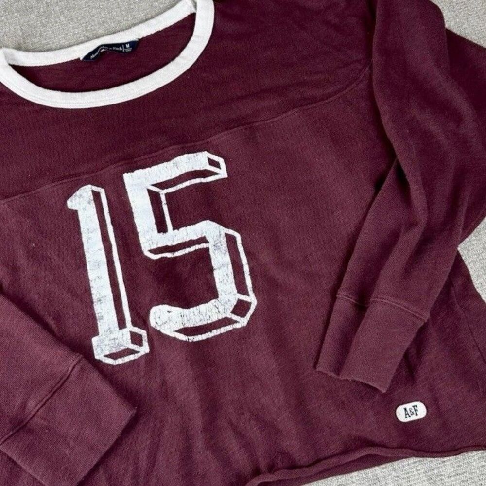 Abercrombie & Fitch VTG Women’s M Long Sleeve Football Graphic Tee Red White